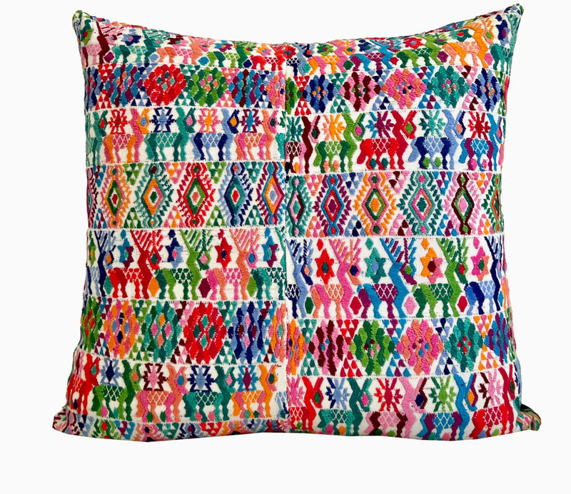 Pillow made from vintage Guatemalan huipil textiles 