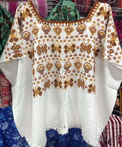 Vintage Guatemalan huipil with handwoven Mayan embroidery