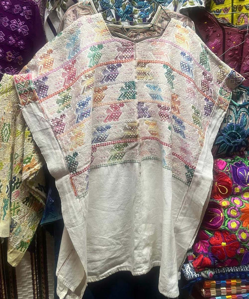 Vintage Guatemalan huipil with handwoven Mayan embroidery