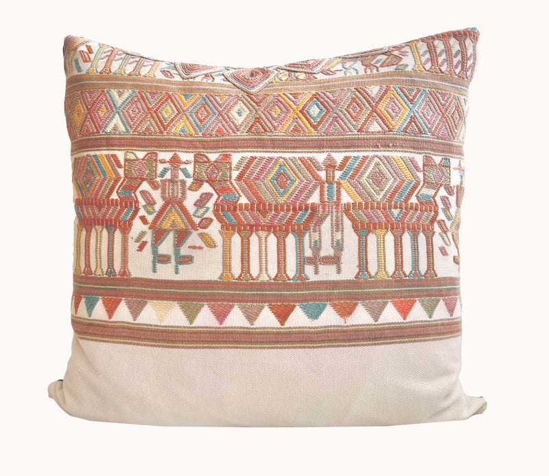 Brown and White Tribal Nebaj Pillow