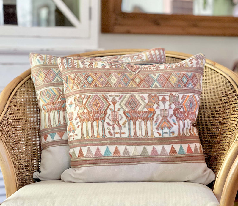 Brown and White Tribal Nebaj Pillow