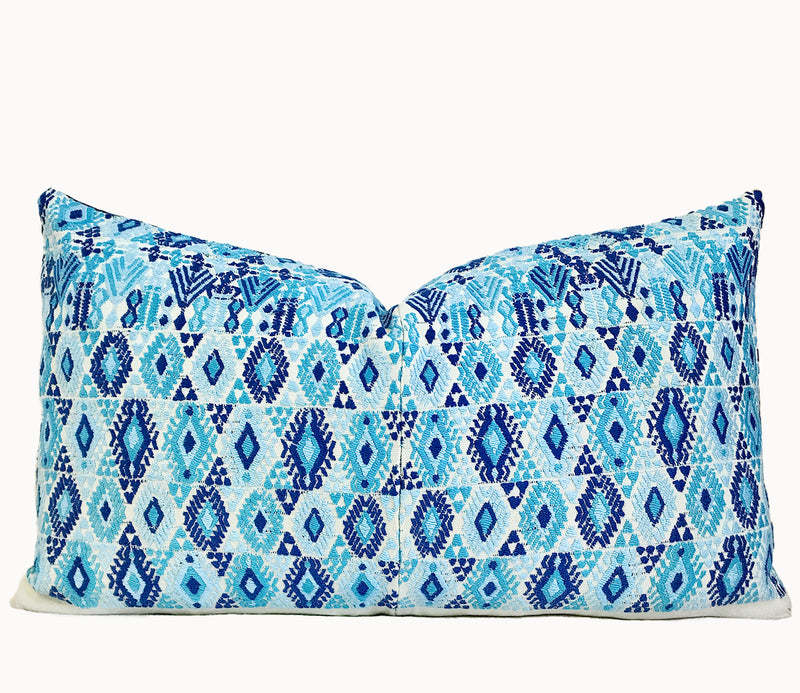 Vintage Textile Pillow - Blue Coban XXVIII