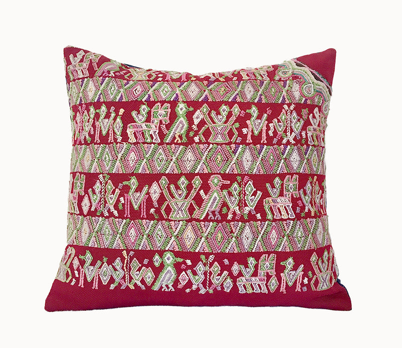 Vintage Textile Cushion - Red Nebaj XII
