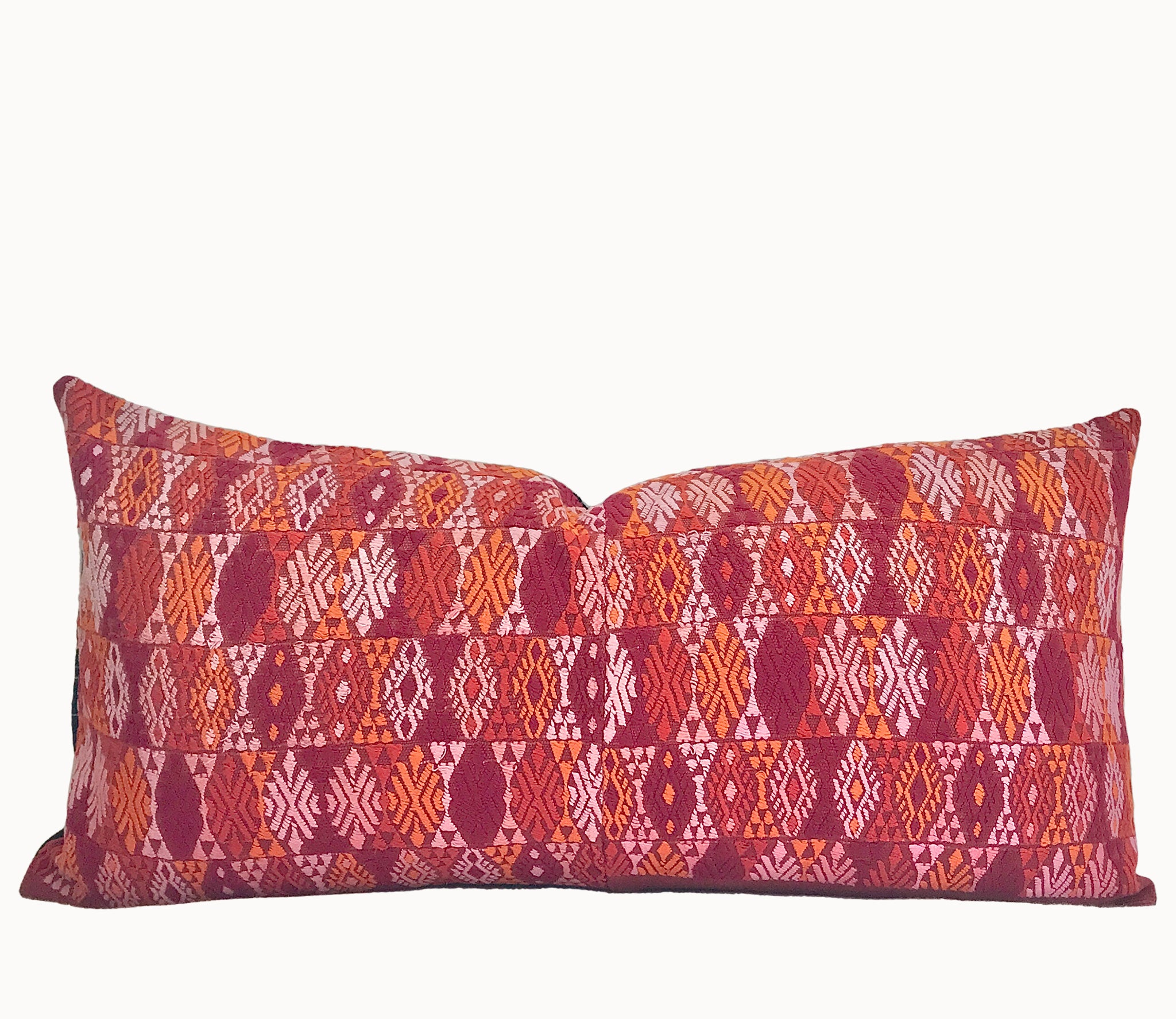 Guatemalan Huipil Pillow - Orange Coban III