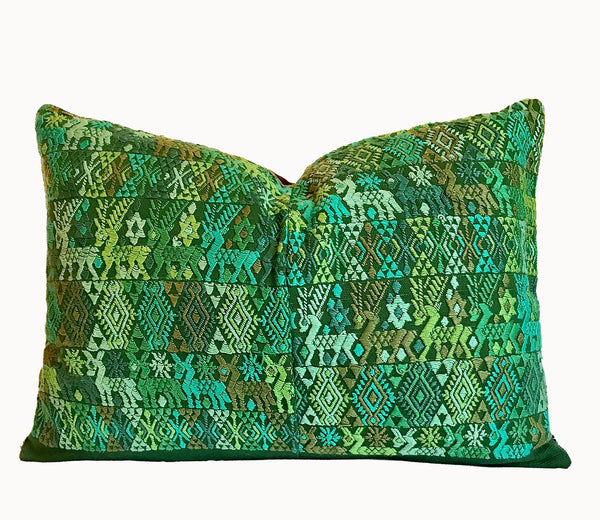 Vintage Textile Pillow - Green Coban XXIX