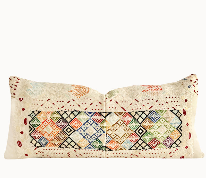 Vintage textile huipil cushion