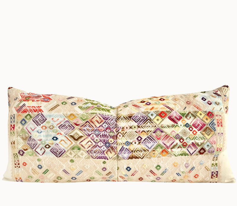 Vintage textile huipil cushion