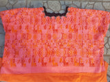 Guatemalan Huipil Pillows - Orange Coban VII