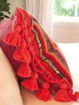 Guatemalan textile pillow with tassels