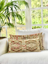 Vintage textile pillows made from a Guatemalan huipil and corte