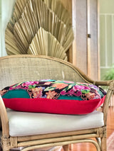 Vintage textile cushions made from a Guatemalan huipil and corte.