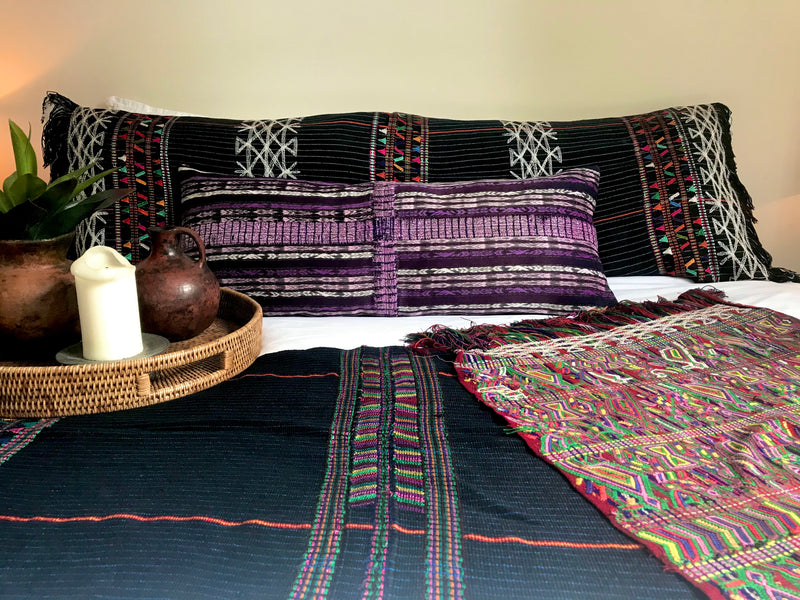 Guatemalan Corte Pillow - Purple Chichi long lumbar