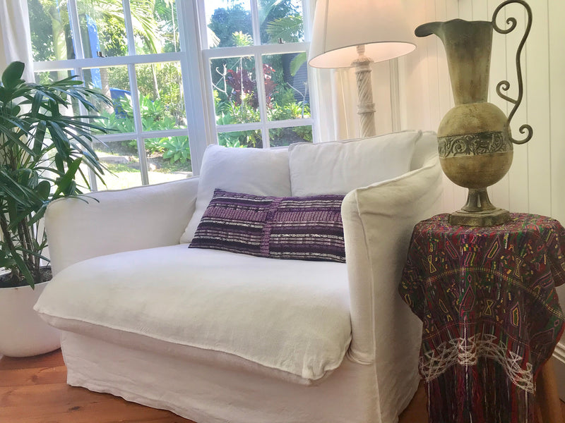 Guatemalan Corte Pillow - Purple Chichi long lumbar