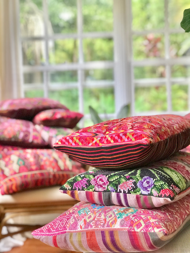 vintage huipil textile cushions