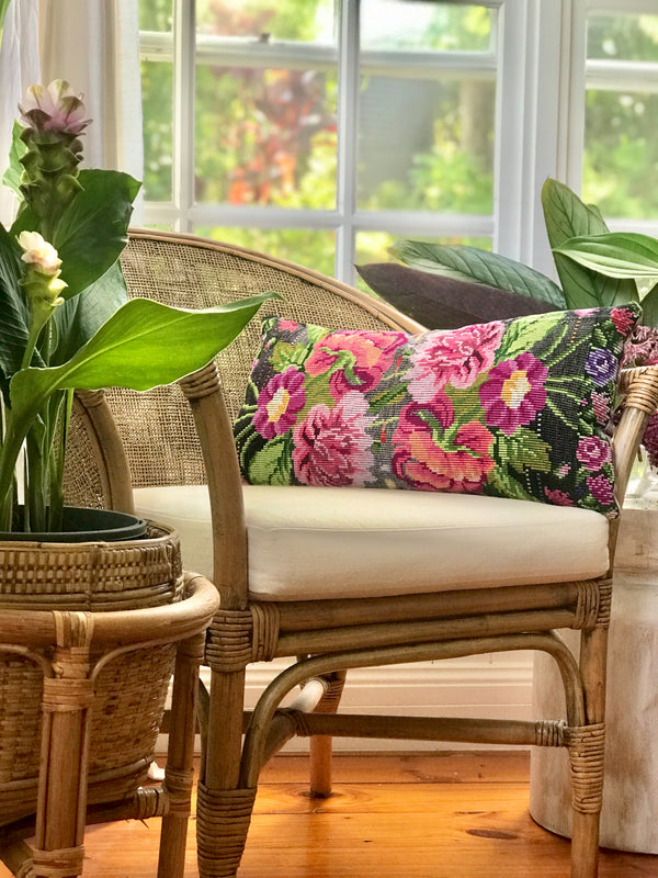 Vintage textile huipil cushion