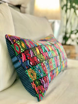 Vintage textile huipil cushion