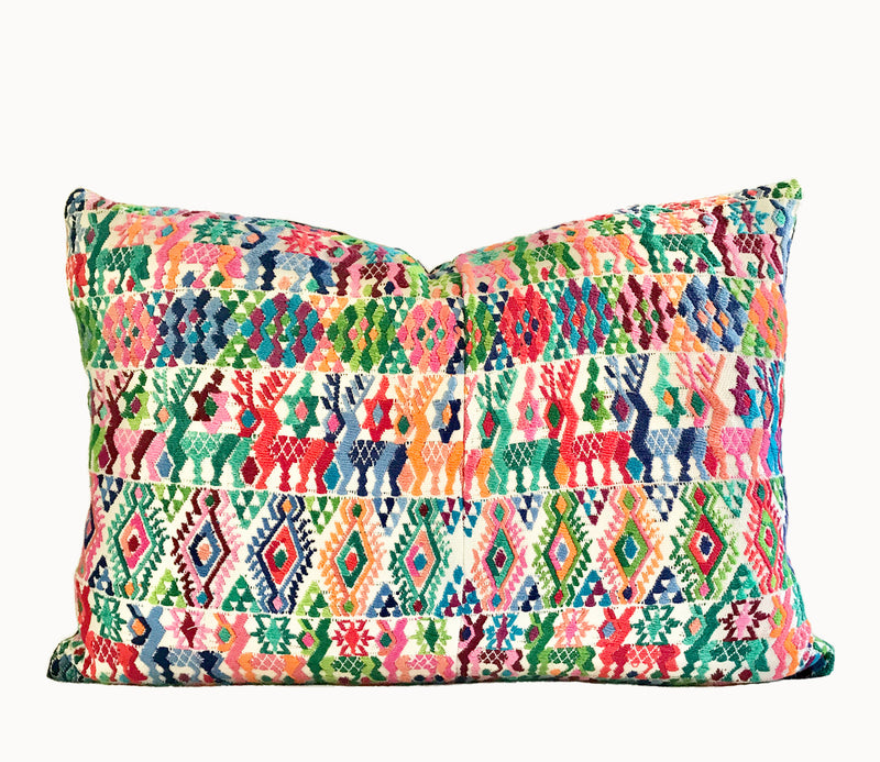 Vintage textile huipil cushion
