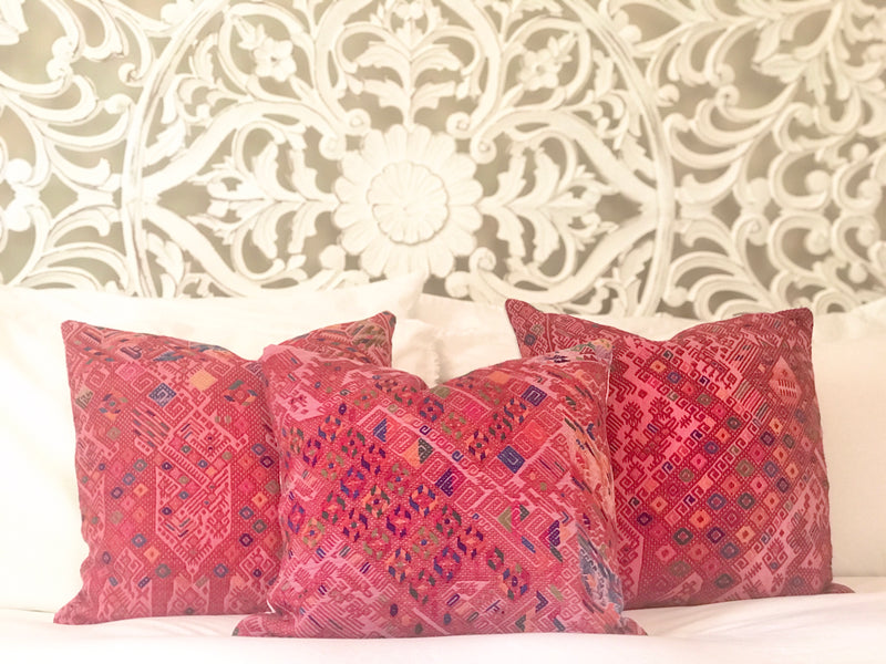 Almohadas Huipil - Nahuala Rosa Frambuesa I
