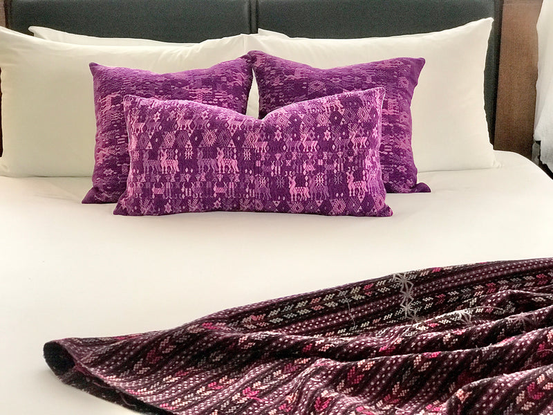 Guatemalan Huipil Pillow - Purple Coban I