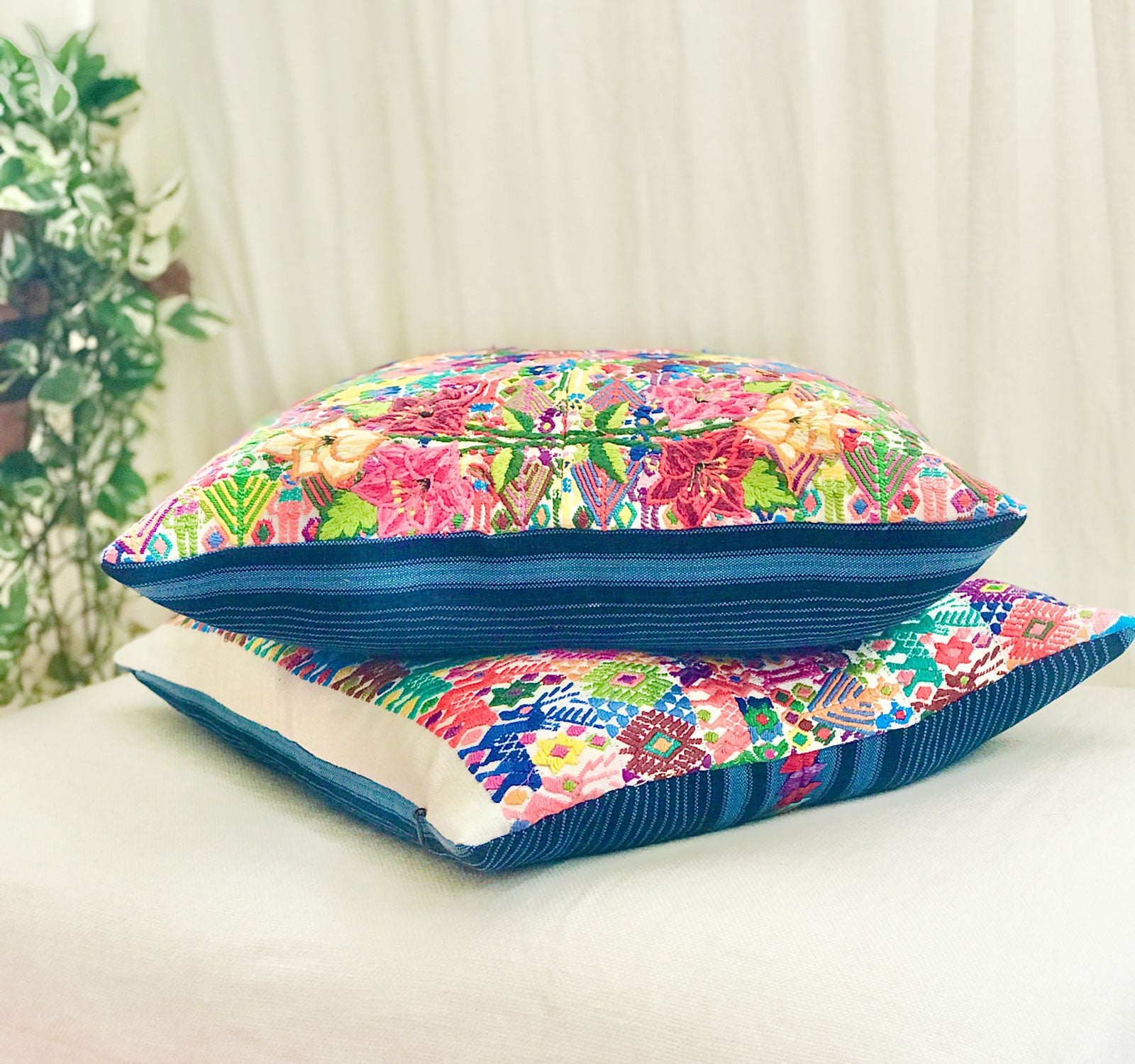 Guatemalan Huipil Pillow - Colourful Coban I