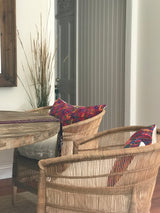 Guatemalan Huipil Pillow, vintage, hand woven colourful pink lumbar cushion from Coban