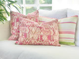Vintage textile cushions made from a Guatemalan huipil and corte.