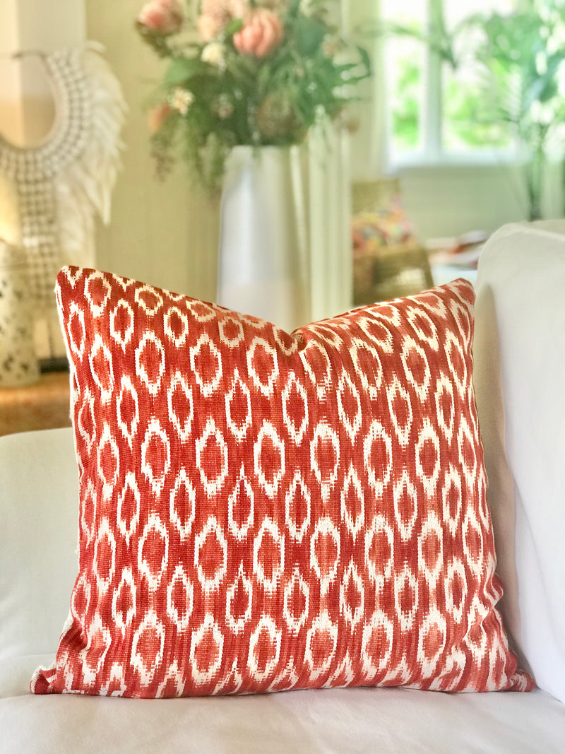 Guatemalan Pillow - Ochre Ikat Textile
