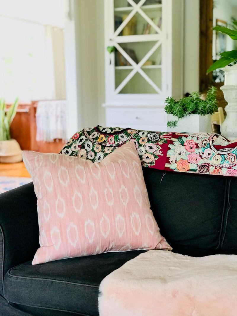 Guatemalan textiles, ikat pillow - Lamour Artisans