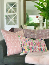 Guatemalan Huipil Pillow, vintage, hand woven colourful pastel lumbar cushion from Coban