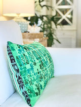 Vintage textile cushions made from a Guatemalan huipil and corte.