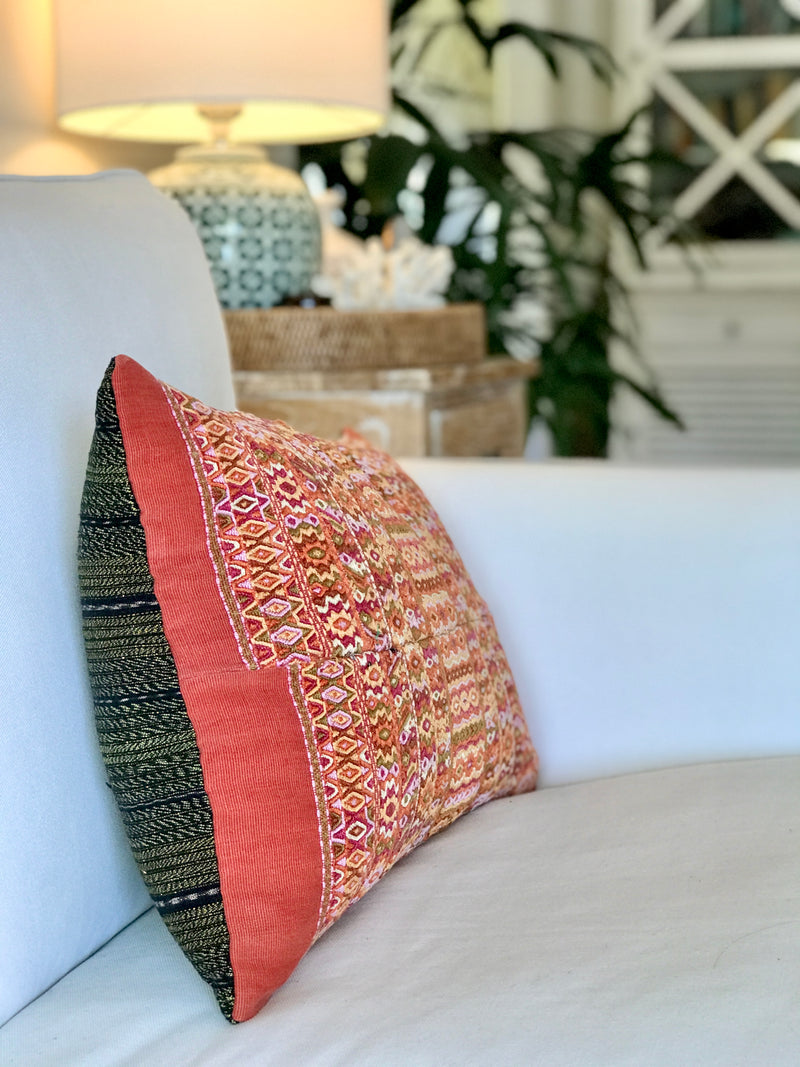 Vintage Textile Cushion - Terracotta San Juan Cotzal I