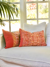 Vintage textile pillows made from a Guatemalan huipil and corte.