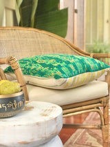 Vintage textile cushions made from a Guatemalan huipil and corte.