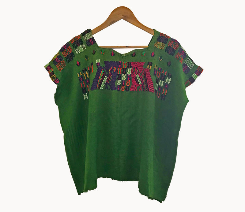 Guatemalan Huipil - avocado green Chajul huipil