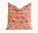 Guatemalan Huipil Pillow, vintage, hand woven coral throw cushion from Coban