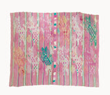Guatemalan Textile, pink Chichicastenango tzute of embroidered dancing horses in a row