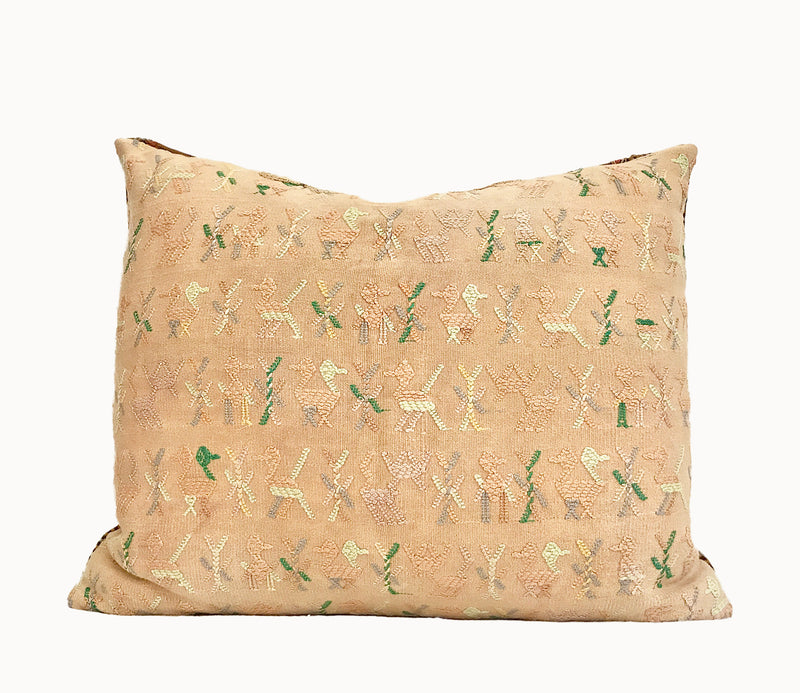 Vintage textile cushions made from a Guatemalan huipil and corte.