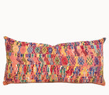Guatemalan embroidered huipil pillow. Orange Coban.