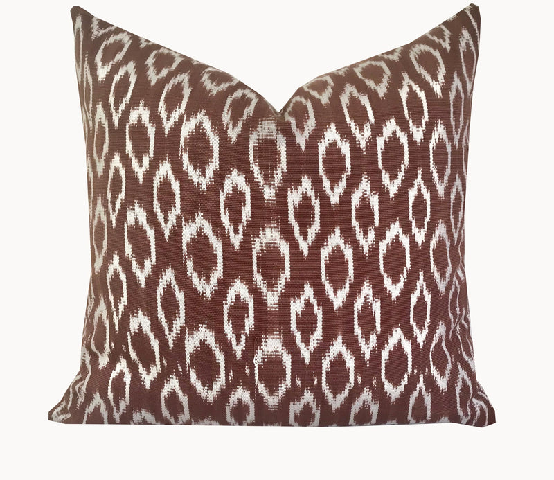 Guatemalan Pillow - Chocolate Brown Ikat Textile