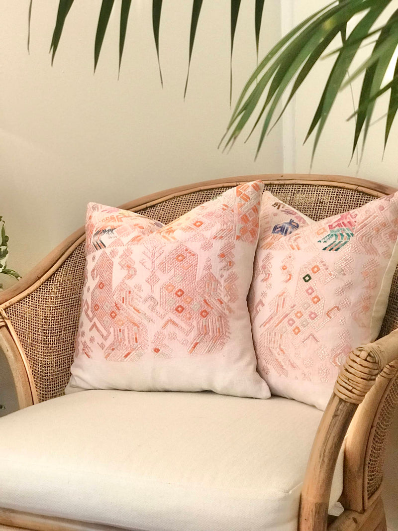 Huipil Pillows - Pale Pink Nahuala V
