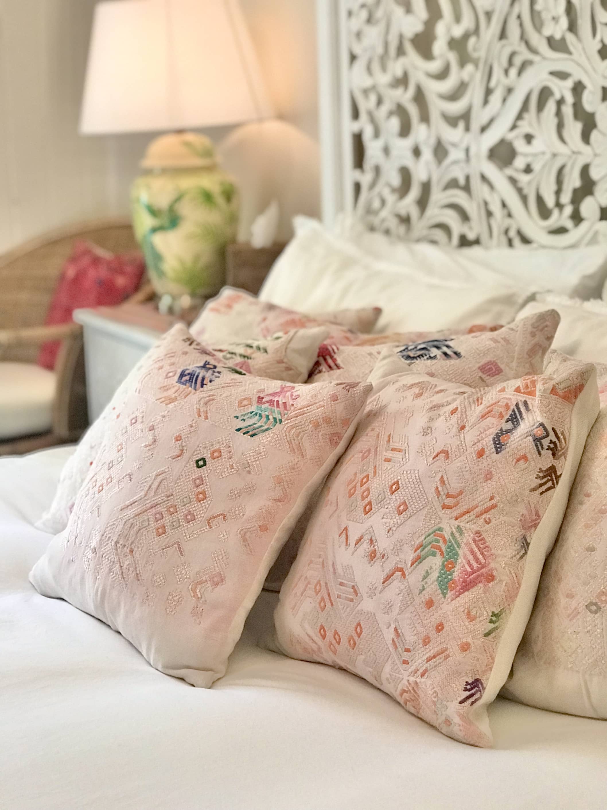 Huipil Pillows - Pale Pink Nahuala V