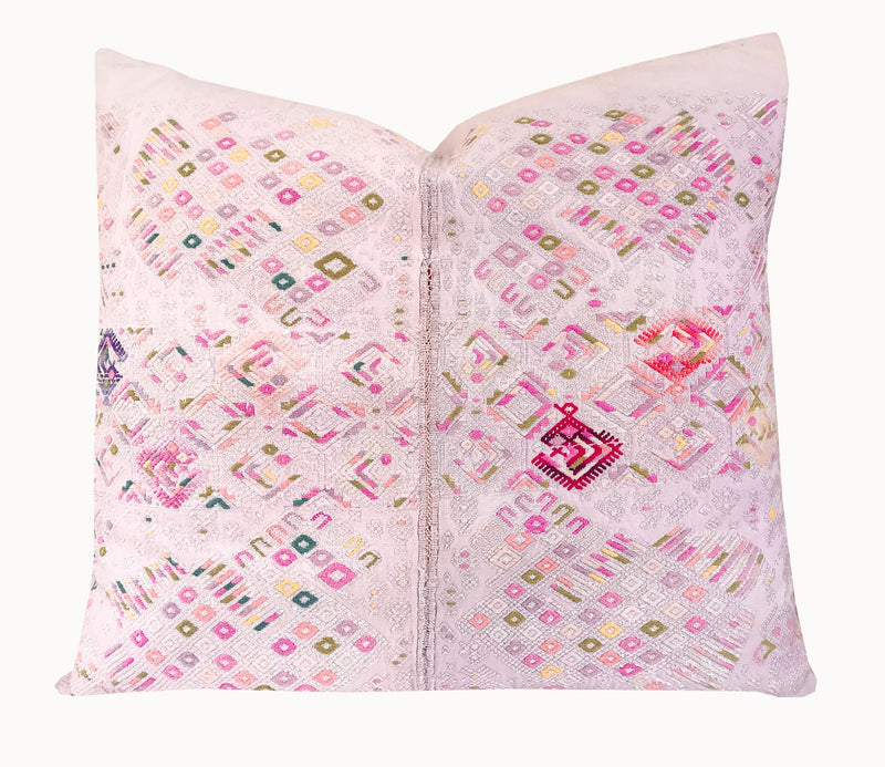 Guatemalan Huipil Pillow - Pale Pink Nahuala II