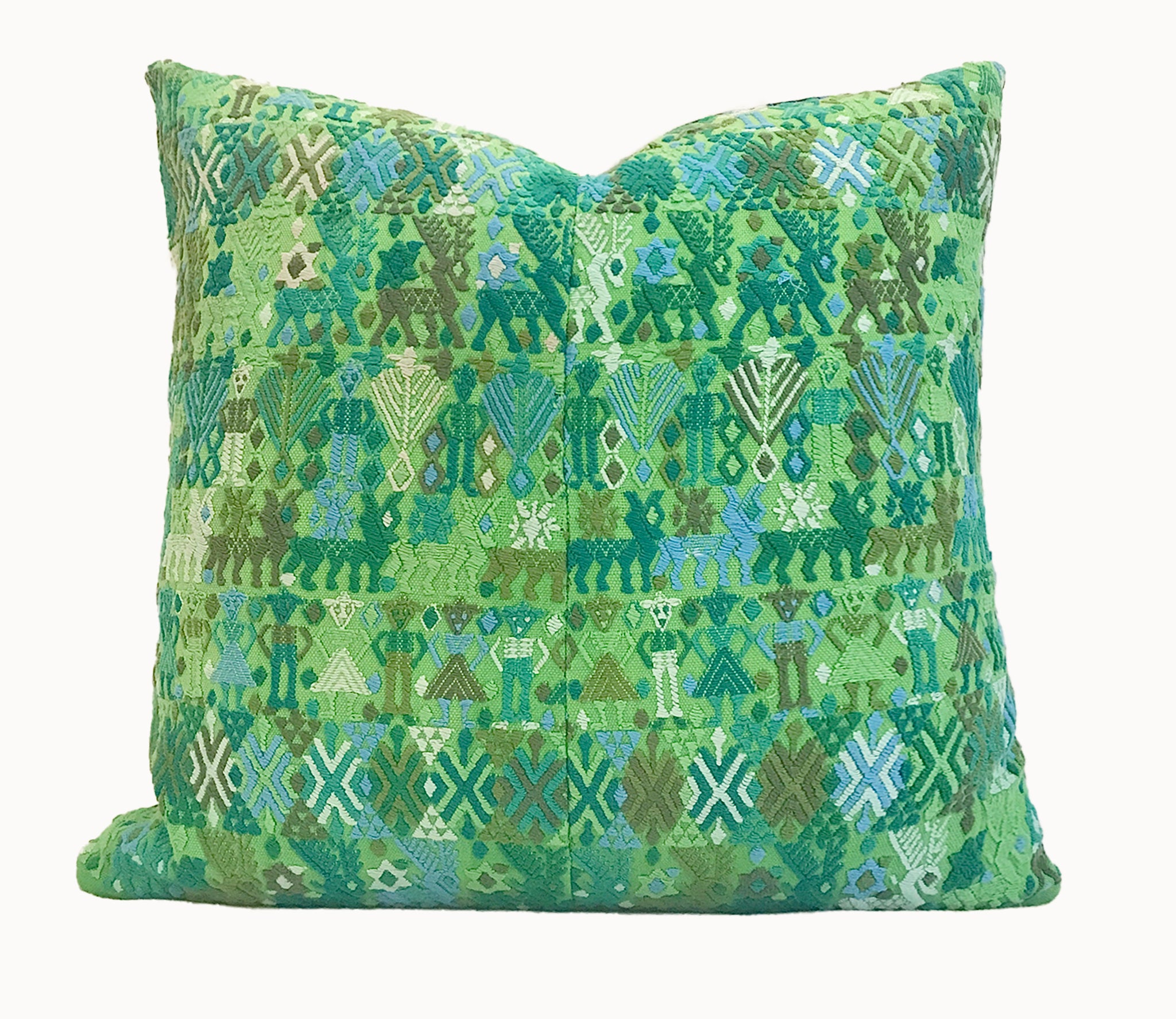 Guatemalan Huipil Pillows - Green Coban XXXI