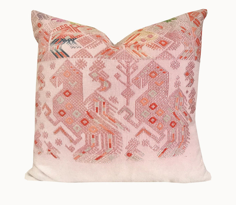 Huipil Pillows - Pale Pink Nahuala V