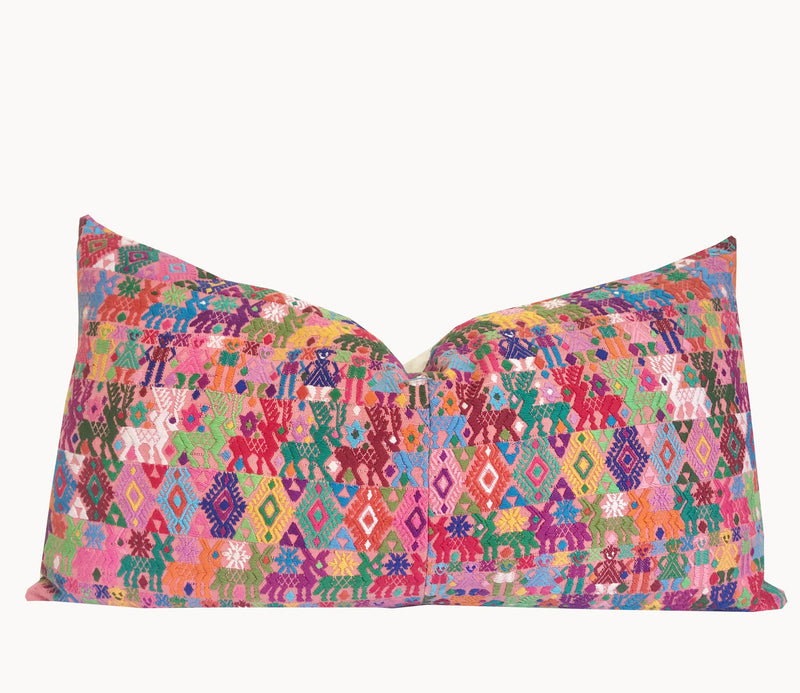 Guatemalan Huipil Pillow - Pink Coban XV