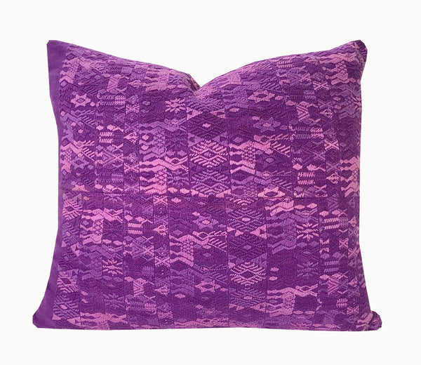 Guatemalan Huipil Pillow - Purple Coban II