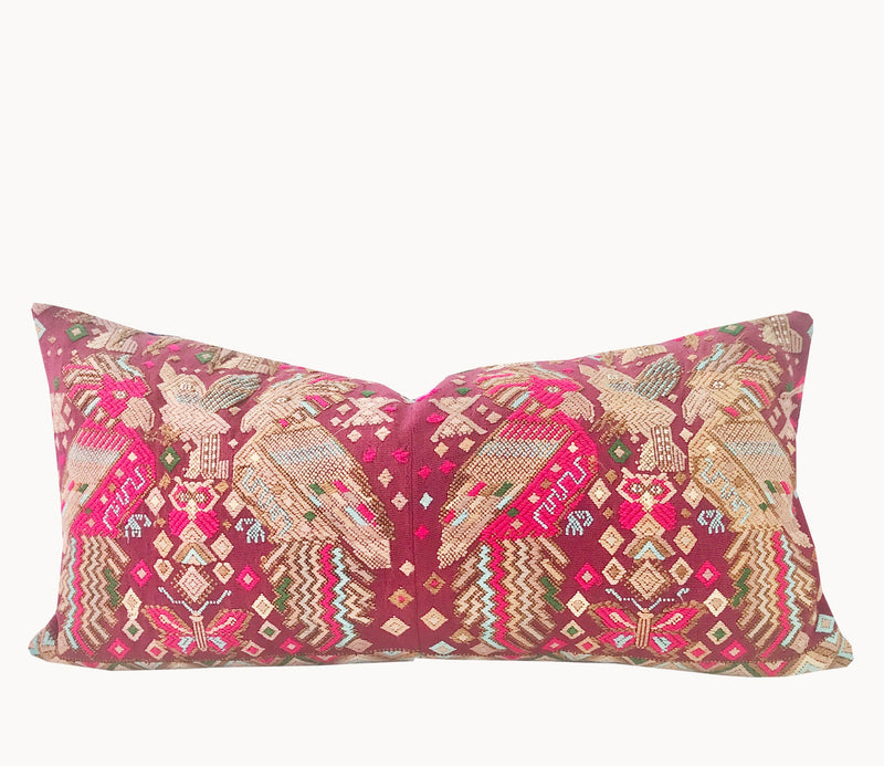 Vintage Huipil Pillow - Parrots VI