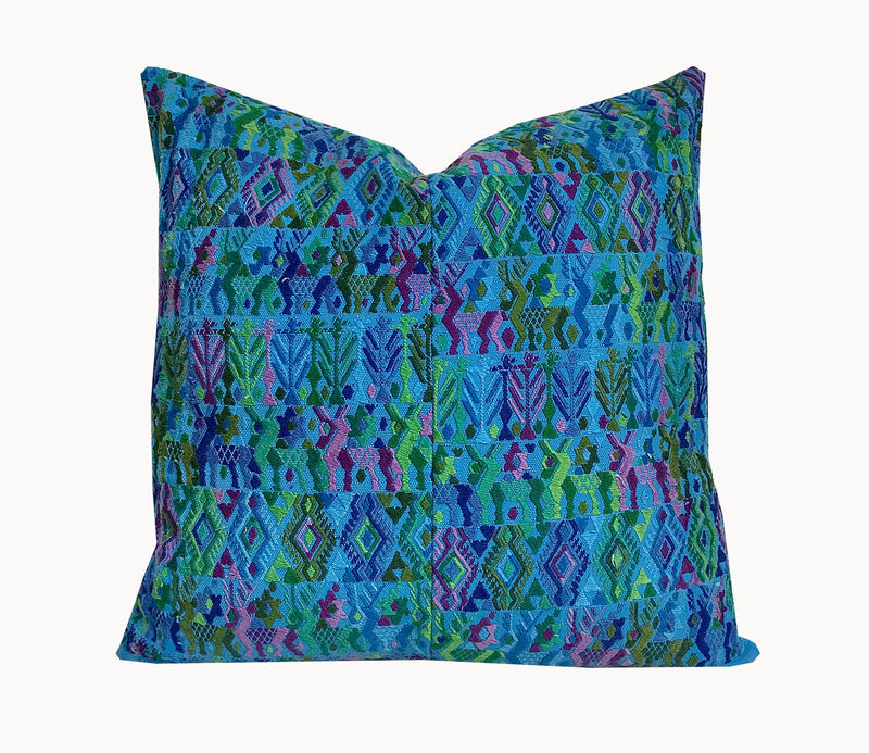 Guatemalan Huipil Textile - Bright Blue Coban VIII